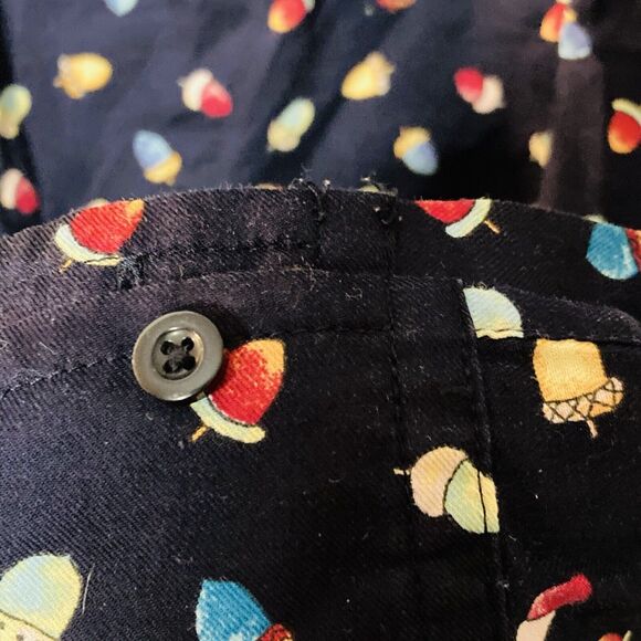 Talbots S Button Up Navy All Over Acorn Print Long Sleeve Blouse Teachercore - Picture 7 of 12